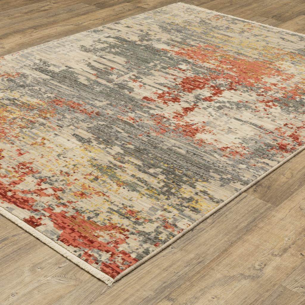 Oriental Weavers Soleri SOL10 Beige Rectangle Indoor Area Rug Abstract Pattern-