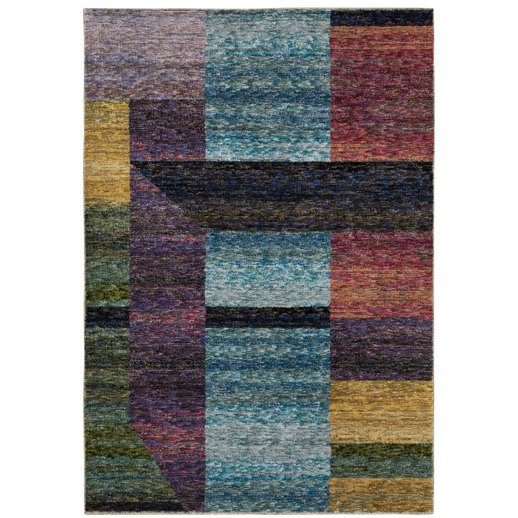 Oriental Weavers Strada STR04 Multicolor Rectangle Indoor Area Rug - Contemporary Stain Resistant Medium Pile Rug with Geometric Design-
