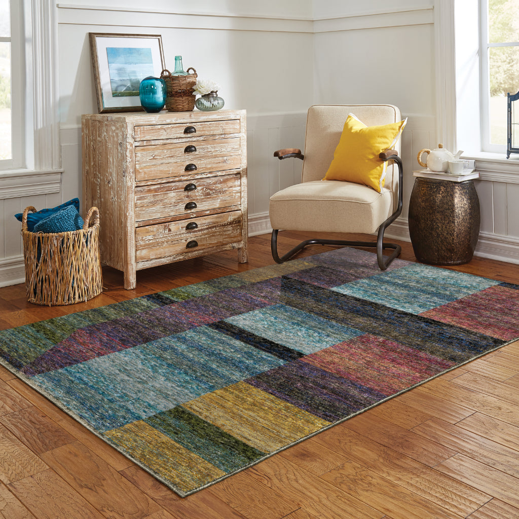 Oriental Weavers Strada STR04 Multicolor Rectangle Indoor Area Rug - Contemporary Stain Resistant Medium Pile Rug with Geometric Design-