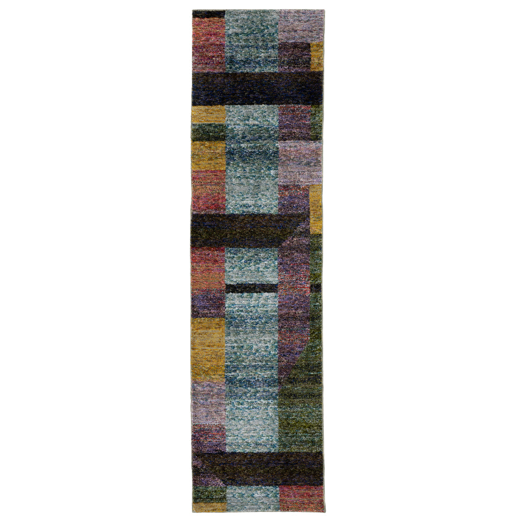 Oriental Weavers Strada STR04 Multicolor Rectangle Indoor Runner - Contemporary Stain Resistant Medium Pile Rug with Geometric Design