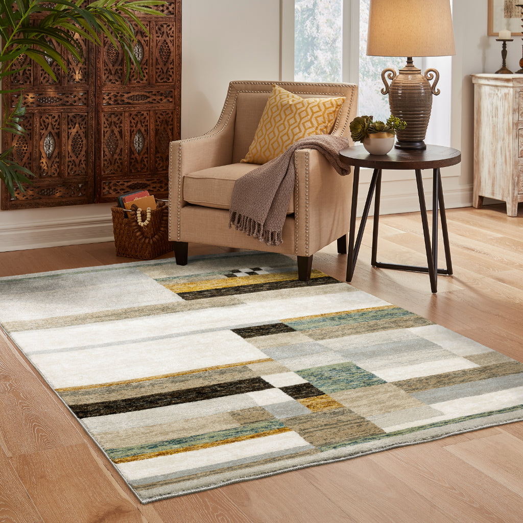 Oriental Weavers Strada STR07 Multicolor Rectangle Indoor Area Rug - Contemporary Stain Resistant Medium Pile Rug with Geometric Design