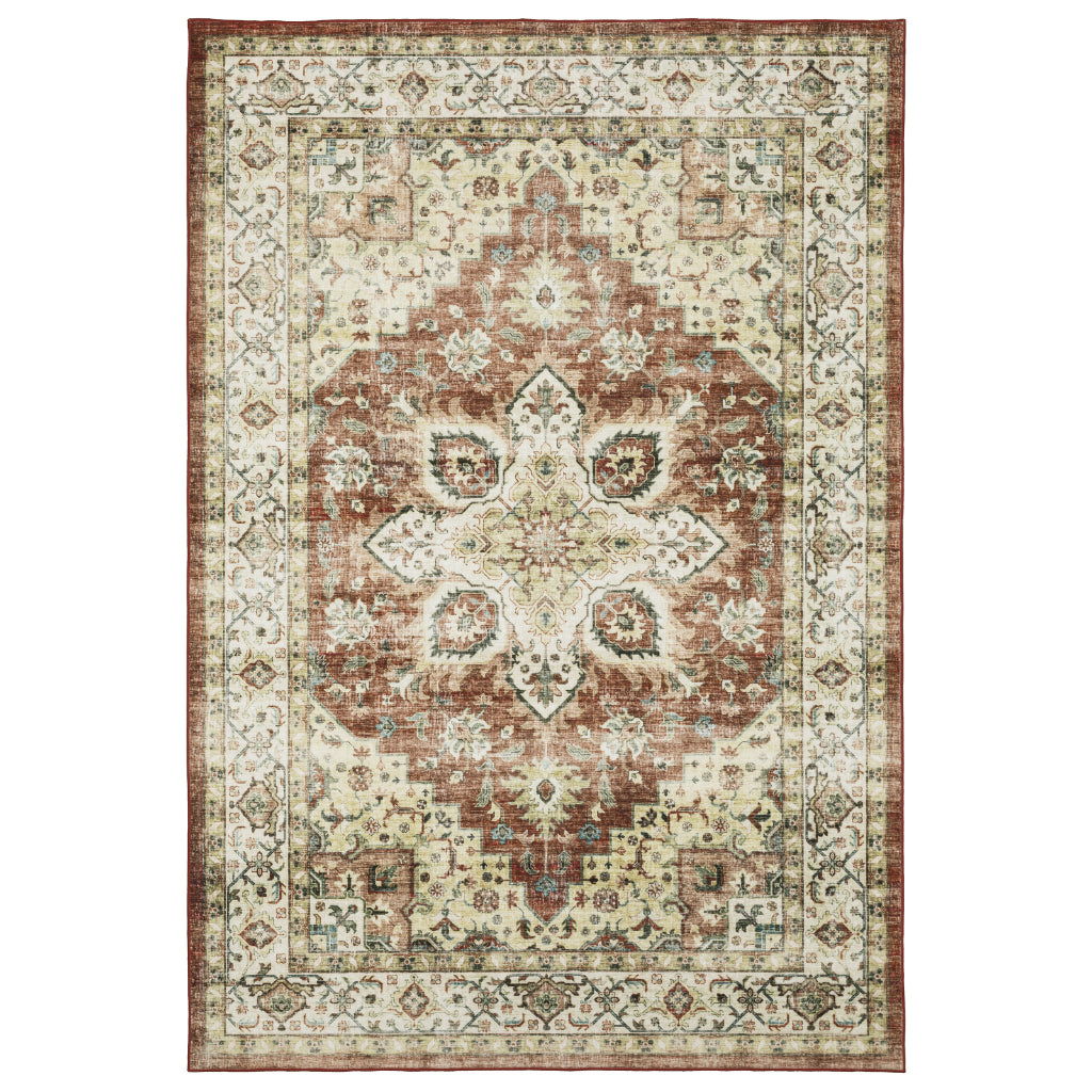 Oriental Weavers Sumter SUM01 Multicolor Rectangle Indoor Area Rug - Easy Care & Stain Resistant Low Pile Rug with Medallion Design-