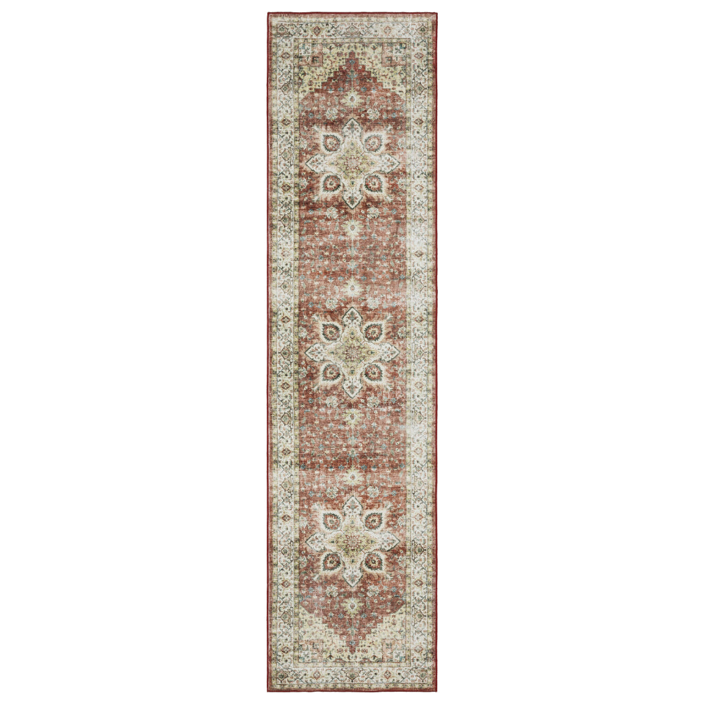 Oriental Weavers Sumter SUM01 Multicolor Rectangle Indoor Runner - Easy Care & Stain Resistant Low Pile Rug with Medallion Design-