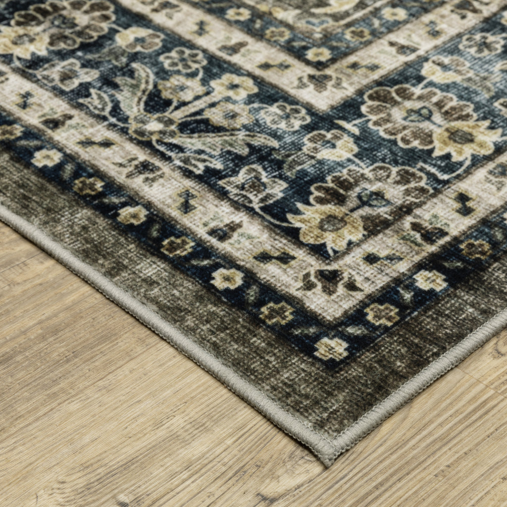 Oriental Weavers Sumter SUM06 Charcoal Multicolor Rectangle Indoor Area Rug - Easy Care & Stain Resistant Low Pile Rug with Oriental Design-