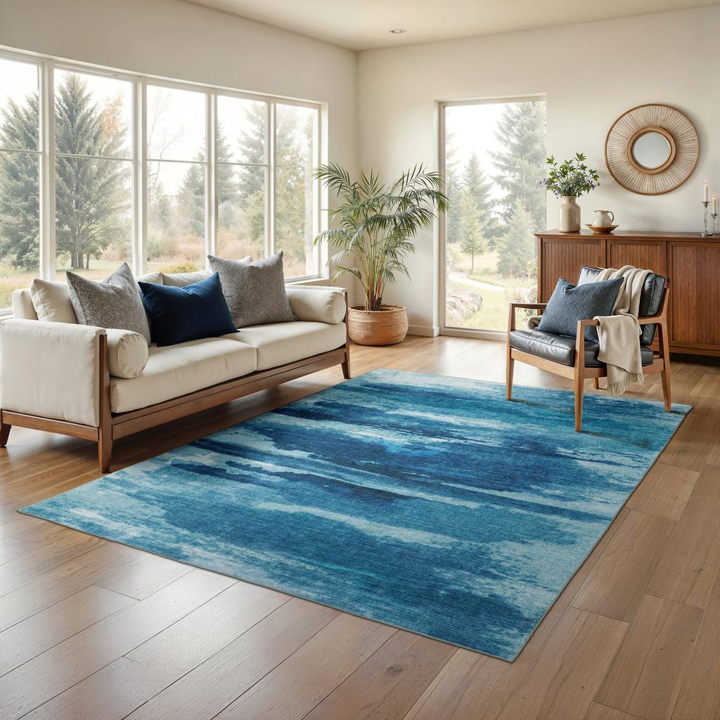 Oriental Weavers Sumter SUM10 Blue Rectangle Indoor Area Rug Abstract Pattern-