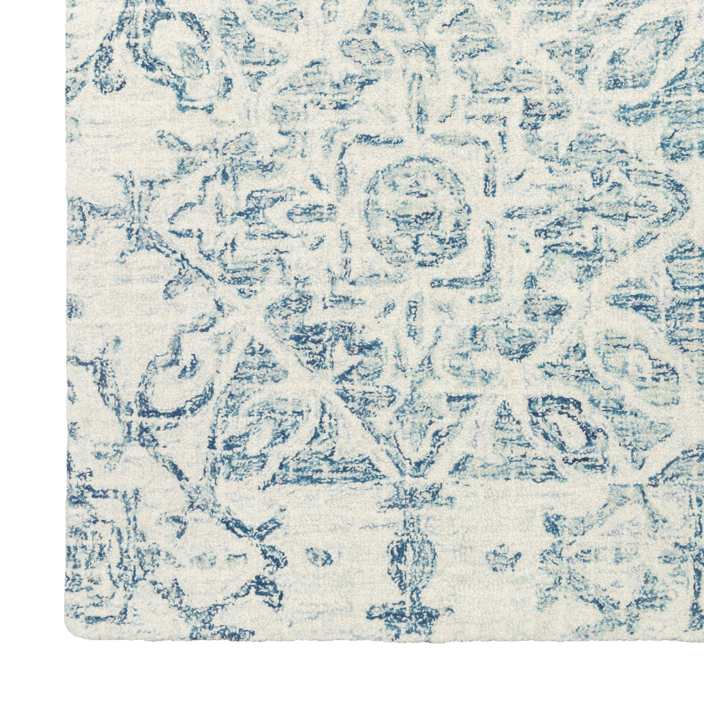 Oriental Weavers Tallavera 55603 Blue Rectangle Indoor Runner - Cozy &amp; Durable Hand Tufted Rug Made of 100% Wool