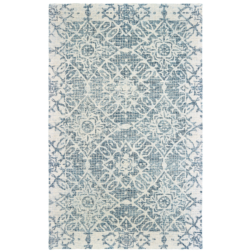 Oriental Weavers Tallavera 55603 Blue Rectangle Indoor Area Rug - Cozy &amp; Durable Hand Tufted Rug Made of 100% Wool