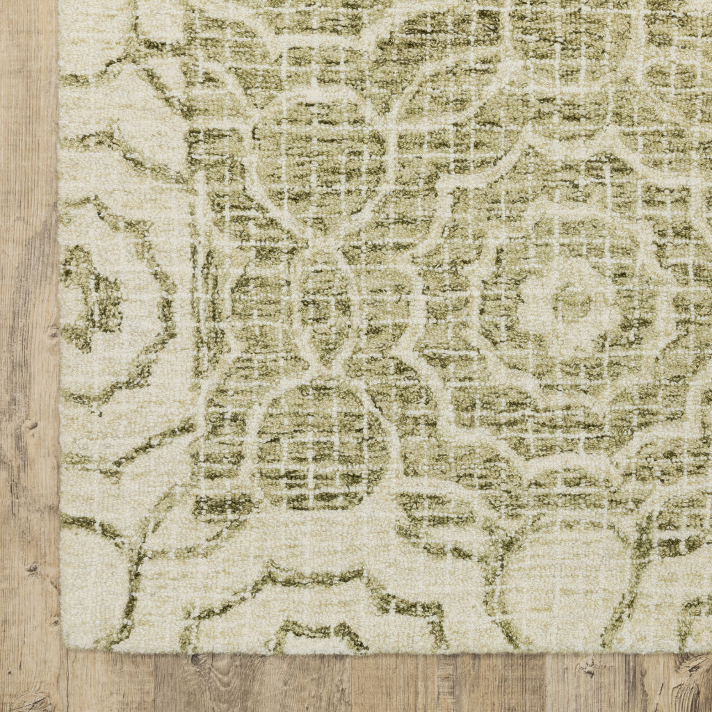 Oriental Weavers Tallavera 55606 Green Rectangle Indoor Runner - Cozy &amp; Durable Hand Tufted Rug Made of 100% Wool