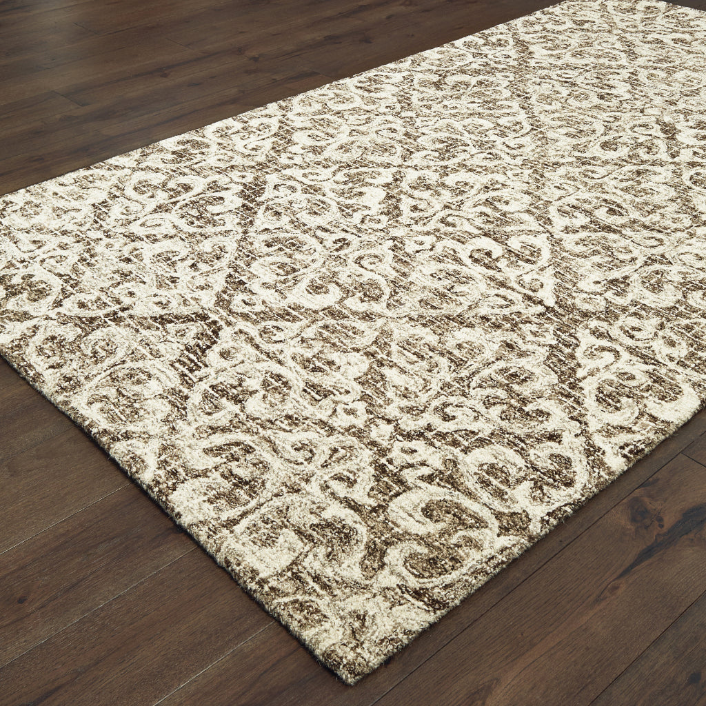 Oriental Weavers Tallavera 55607 Brown Rectangle Indoor Area Rug - Cozy &amp; Durable Hand Tufted Rug Made of 100% Wool