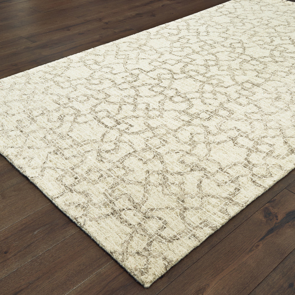 Oriental Weavers Tallavera 55608 Ivory Rectangle Indoor Area Rug - Cozy &amp; Durable Hand Tufted Rug Made of 100% Wool