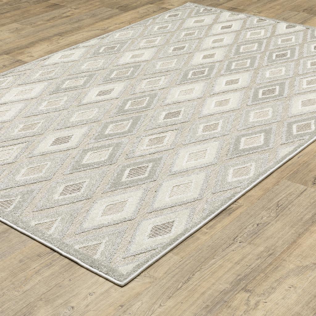 Oriental Weavers Tangier TAN02 Beige Rectangle Indoor Area Rug Diamond Pattern-
