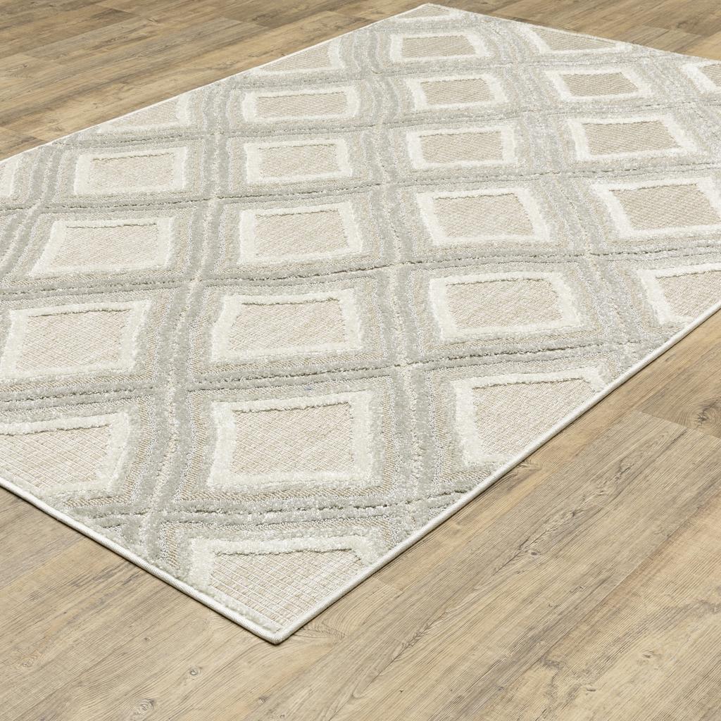 Oriental Weavers Tangier TAN04 Grey Rectangle Indoor Area Rug Diamond Pattern-