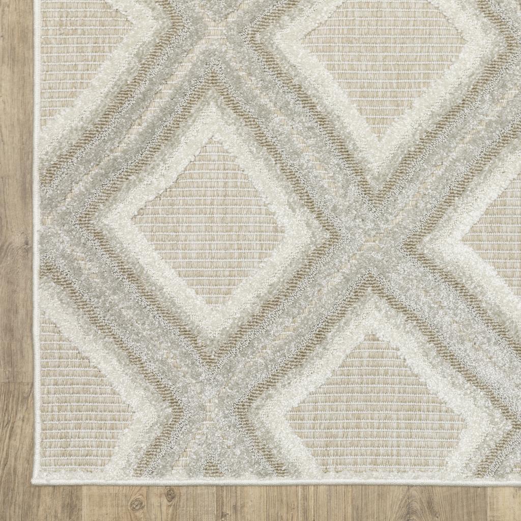 Oriental Weavers Tangier TAN04 Grey Rectangle Indoor Runner Diamond Pattern-