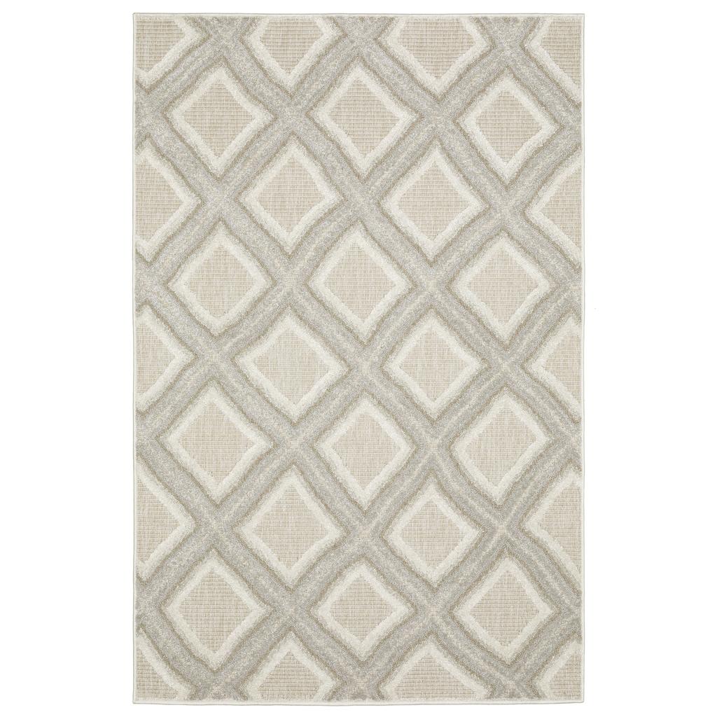 Oriental Weavers Tangier TAN04 Grey Rectangle Indoor Area Rug Diamond Pattern-