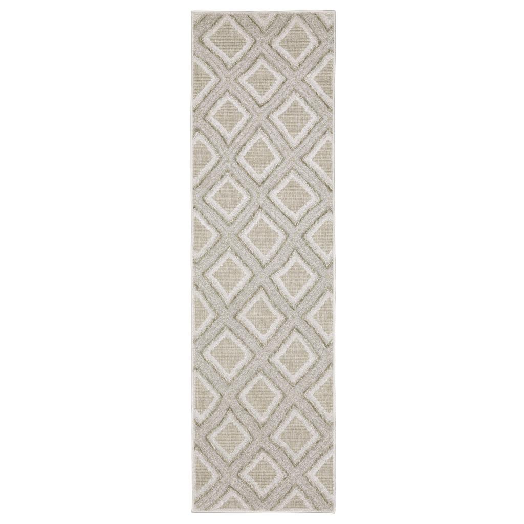 Oriental Weavers Tangier TAN04 Grey Rectangle Indoor Runner Diamond Pattern-