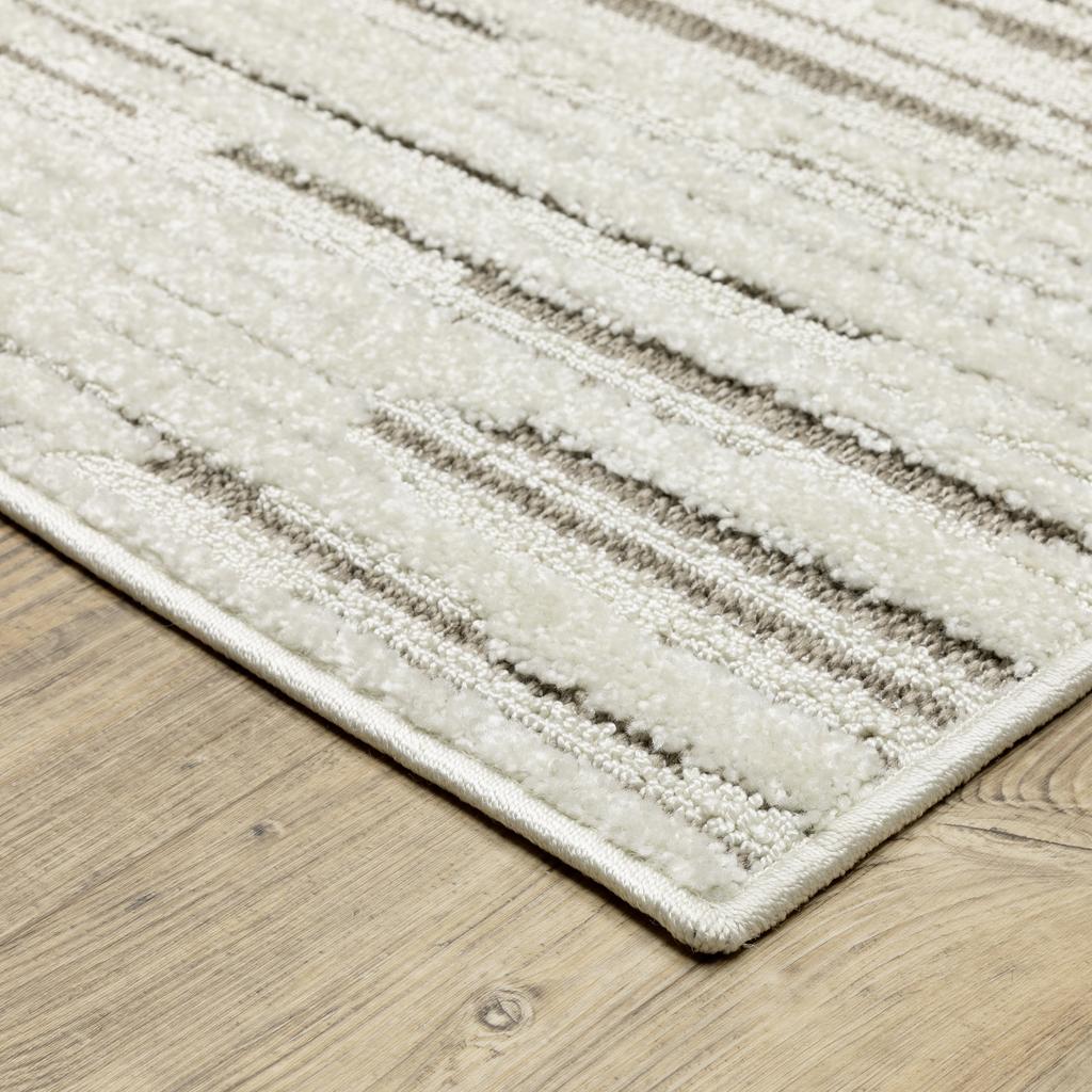 Oriental Weavers Tangier TAN07 Ivory Rectangle Indoor Area Rug Striped Pattern-