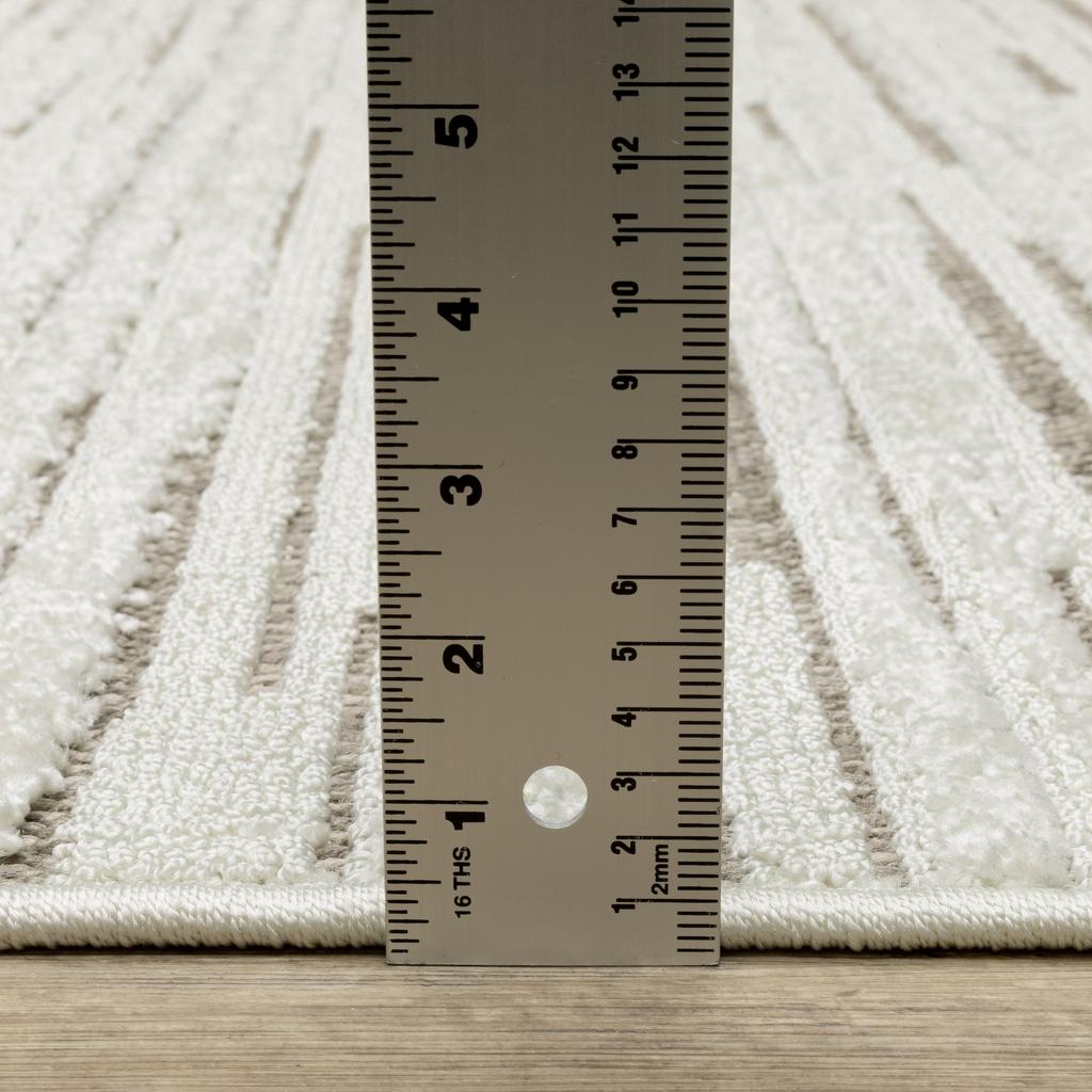 Oriental Weavers Tangier TAN07 Ivory Rectangle Indoor Runner Striped Pattern-