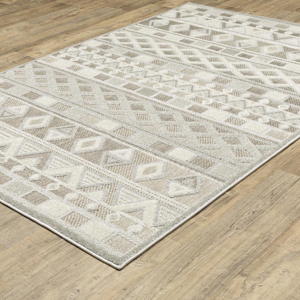 Oriental Weavers Tangier TAN09 Beige Rectangle Indoor Area Rug Geometric Pattern-