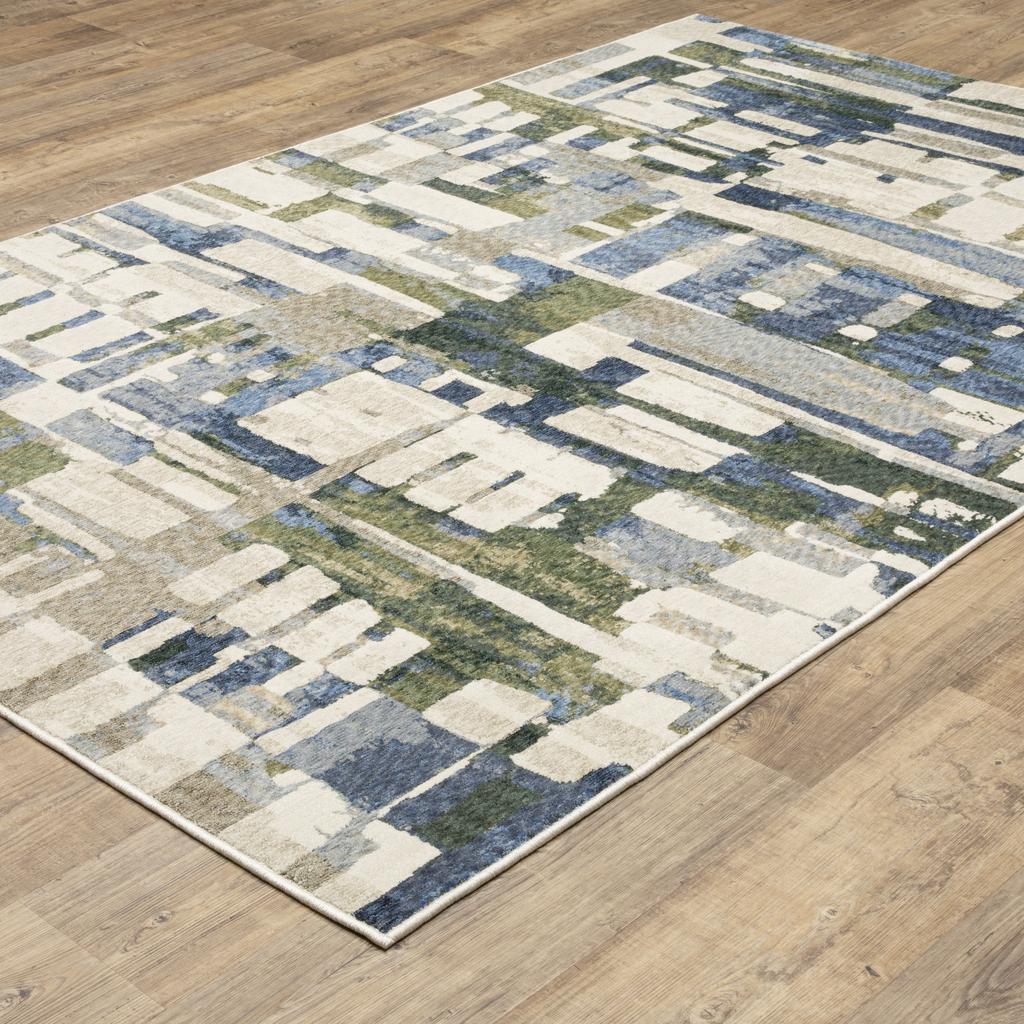 Oriental Weavers Tisdell TIS01 Blue Rectangle Indoor Area Rug Abstract Pattern-