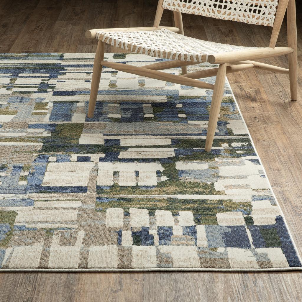 Oriental Weavers Tisdell TIS01 Blue Rectangle Indoor Area Rug Abstract Pattern-