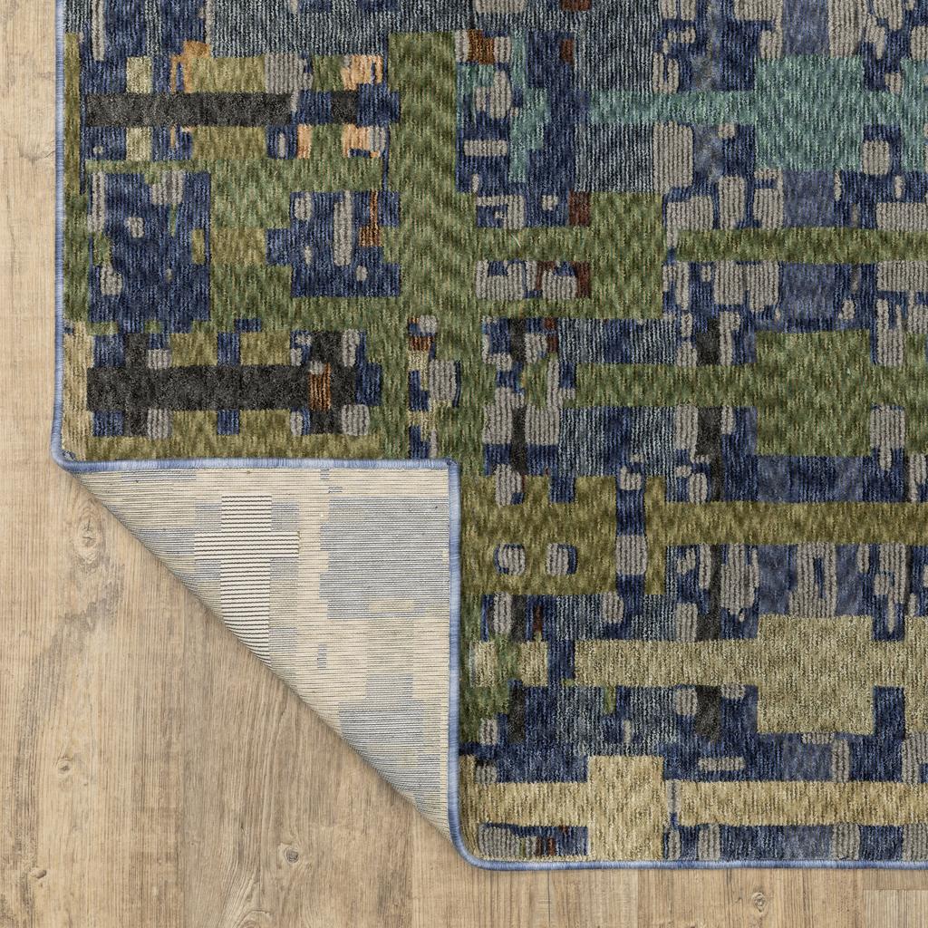 Oriental Weavers Tisdell TIS03 Blue Rectangle Indoor Runner Abstract Pattern-