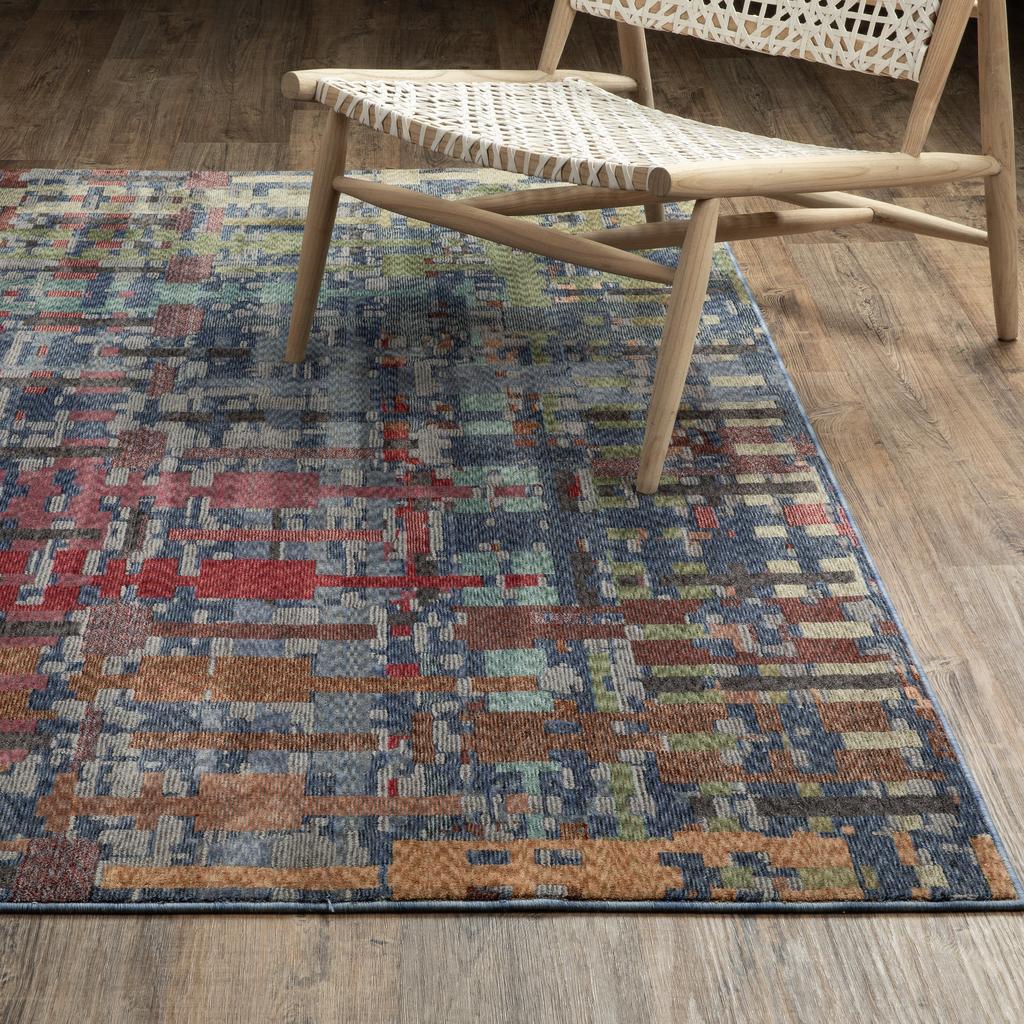 Oriental Weavers Tisdell TIS03 Blue Rectangle Indoor Runner Abstract Pattern-