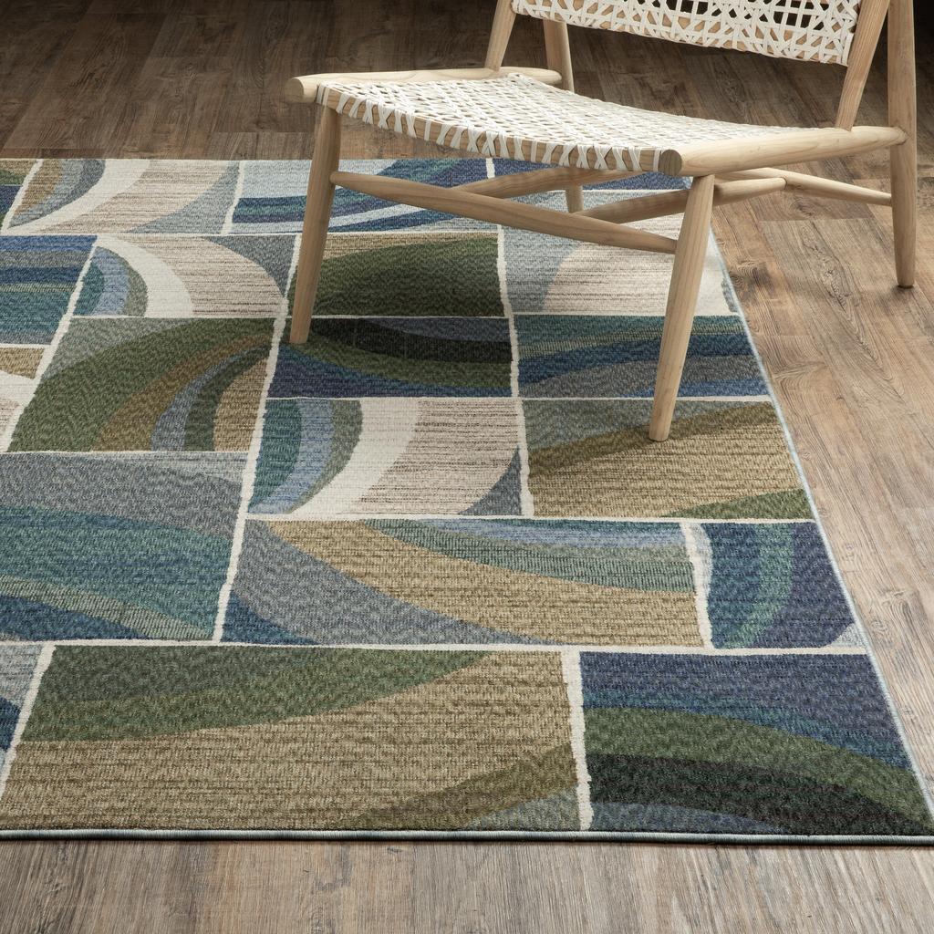 Oriental Weavers Tisdell TIS06 Blue Rectangle Indoor Area Rug Geometric Pattern-