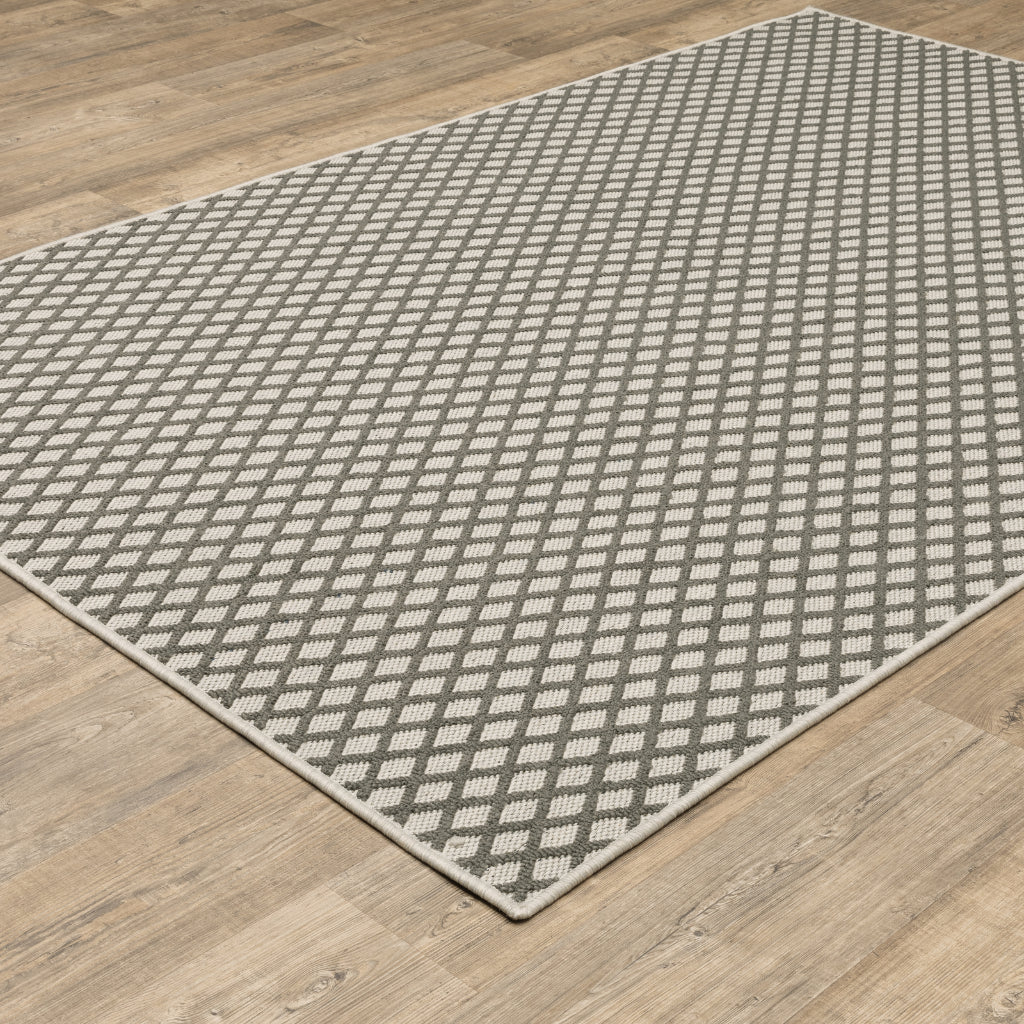 Oriental Weavers Torrey 501H1 Light Grey/Grey Rectangle Indoor / Outdoor Area Rug - Stain Resistant Machine Made Patio Rug with Geometric Pattern