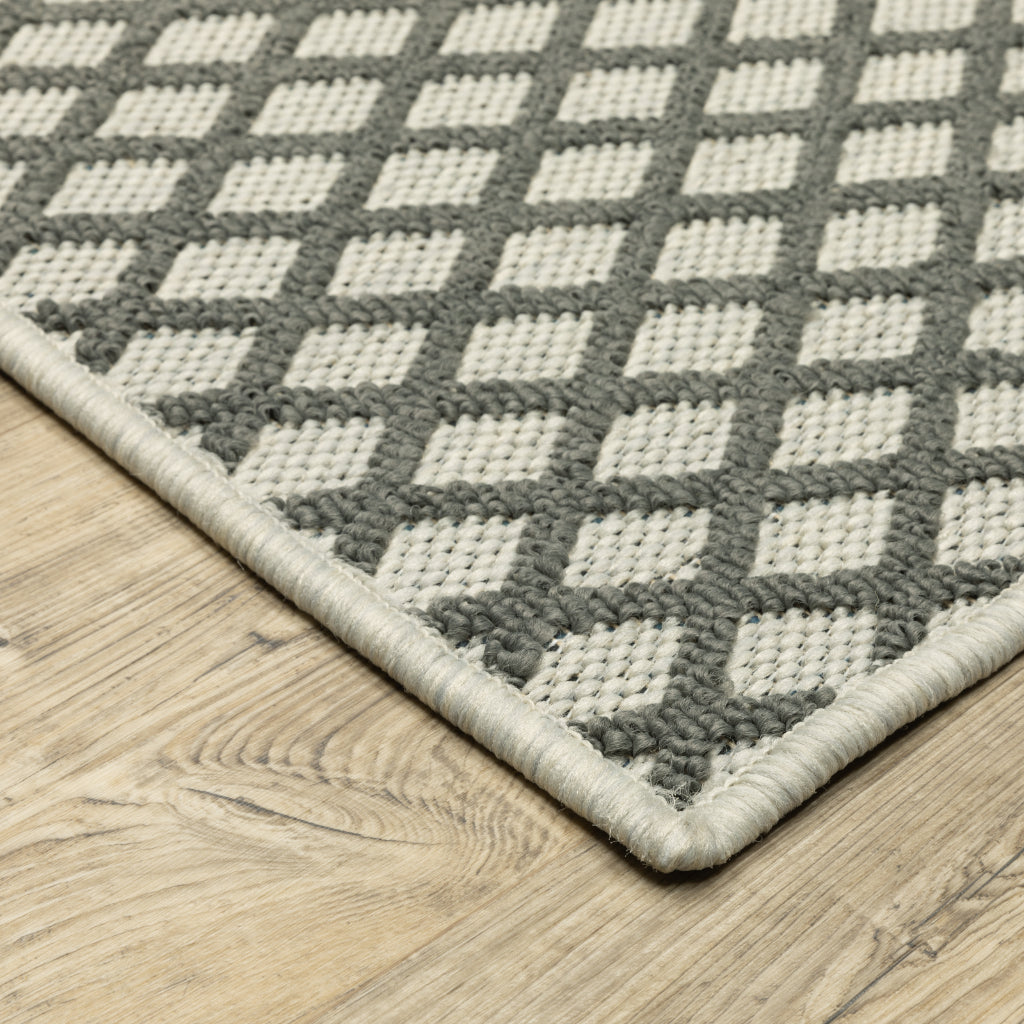 Oriental Weavers Torrey 501H1 Light Grey/Grey Rectangle Indoor / Outdoor Runner - Stain Resistant Machine Made Entryway &amp; Hallway Runner with Geometric Pattern