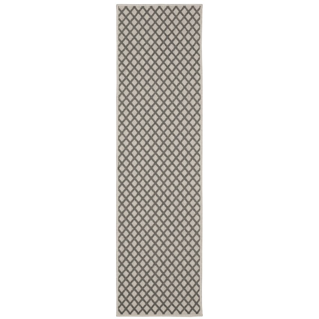 Oriental Weavers Torrey 501H1 Light Grey/Grey Rectangle Indoor / Outdoor Runner - Stain Resistant Machine Made Entryway &amp; Hallway Runner with Geometric Pattern