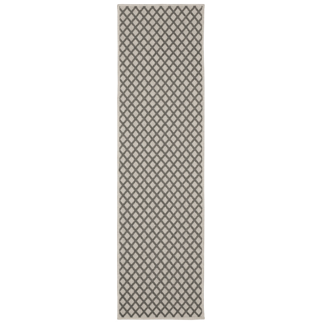 Oriental Weavers Torrey 501H1 Light Grey/Grey Rectangle Indoor / Outdoor Runner - Stain Resistant Machine Made Entryway & Hallway Runner with Geometric Pattern-