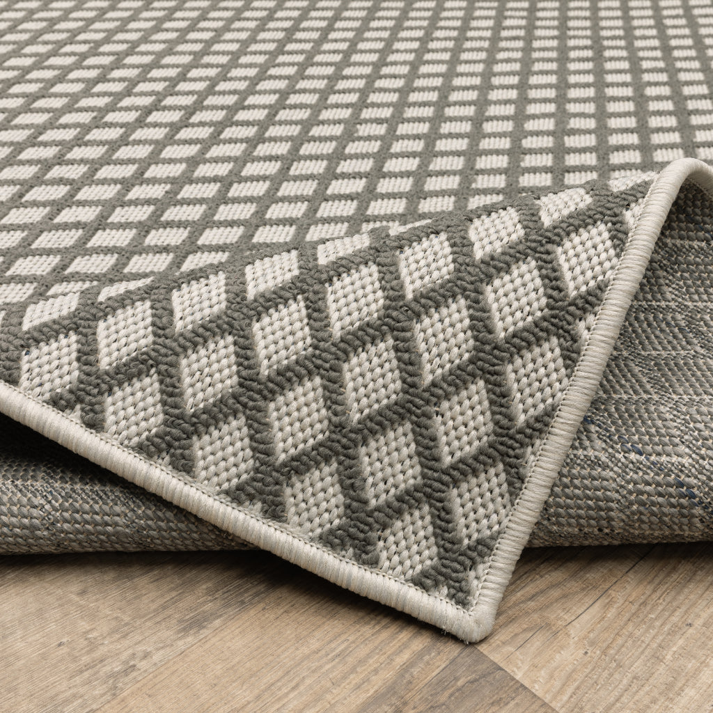 Oriental Weavers Torrey 501H1 Light Grey/Grey Rectangle Indoor / Outdoor Area Rug - Stain Resistant Machine Made Patio Rug with Geometric Pattern