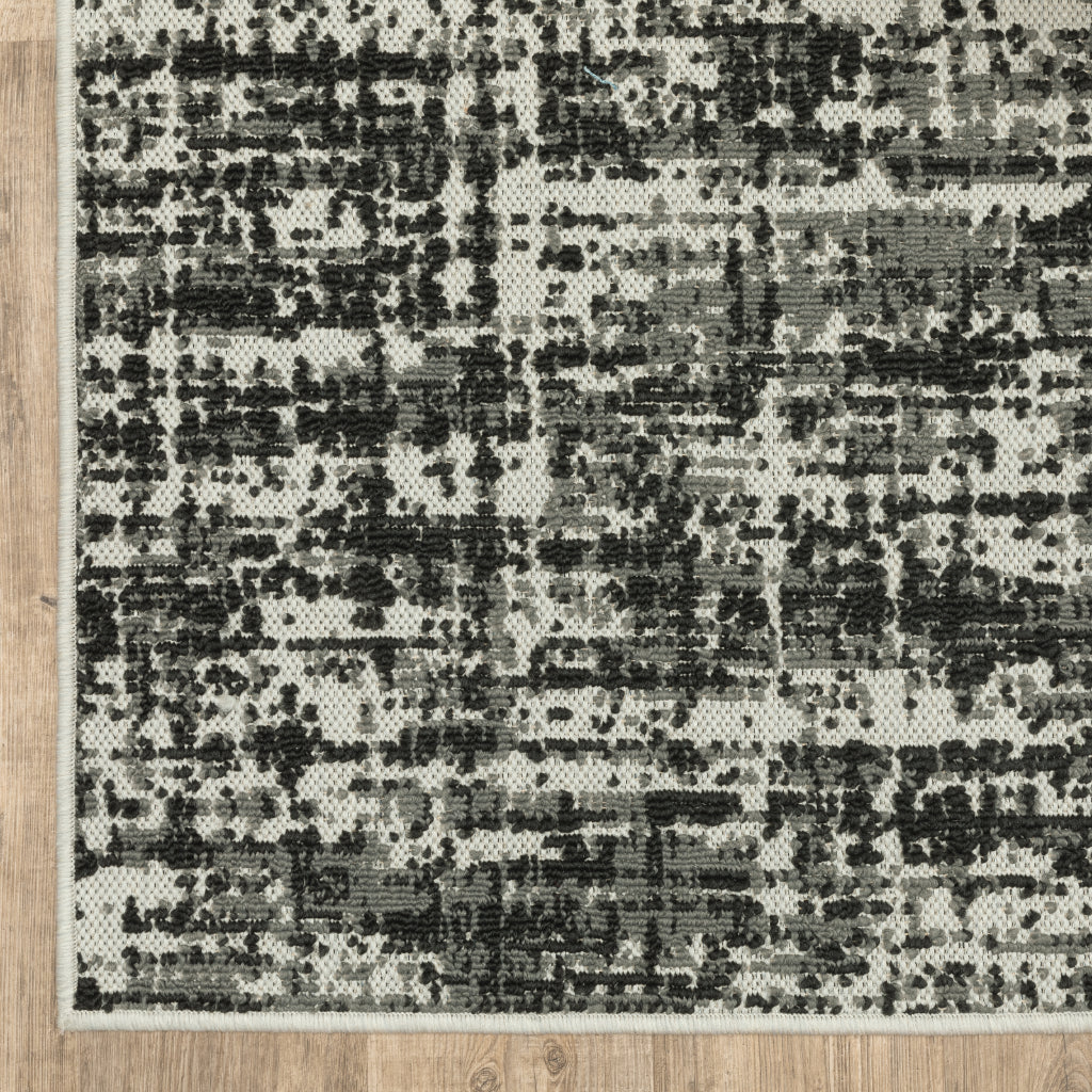 Oriental Weavers Torrey 531W1 Black/Light Grey Rectangle Indoor / Outdoor Runner - Stain Resistant Machine Made Entryway &amp; Hallway Runner with Abstract Pattern