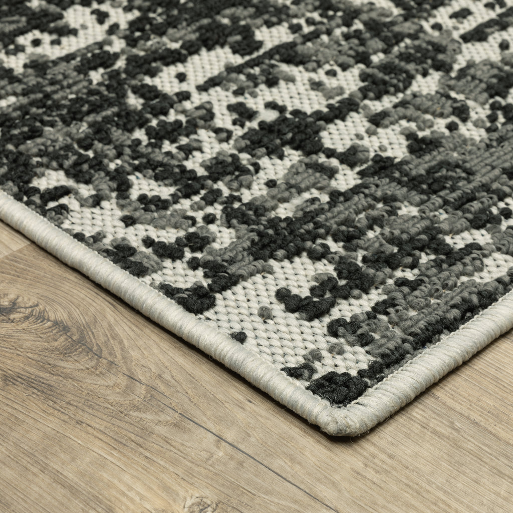 Oriental Weavers Torrey 531W1 Black/Light Grey Rectangle Indoor / Outdoor Runner - Stain Resistant Machine Made Entryway &amp; Hallway Runner with Abstract Pattern