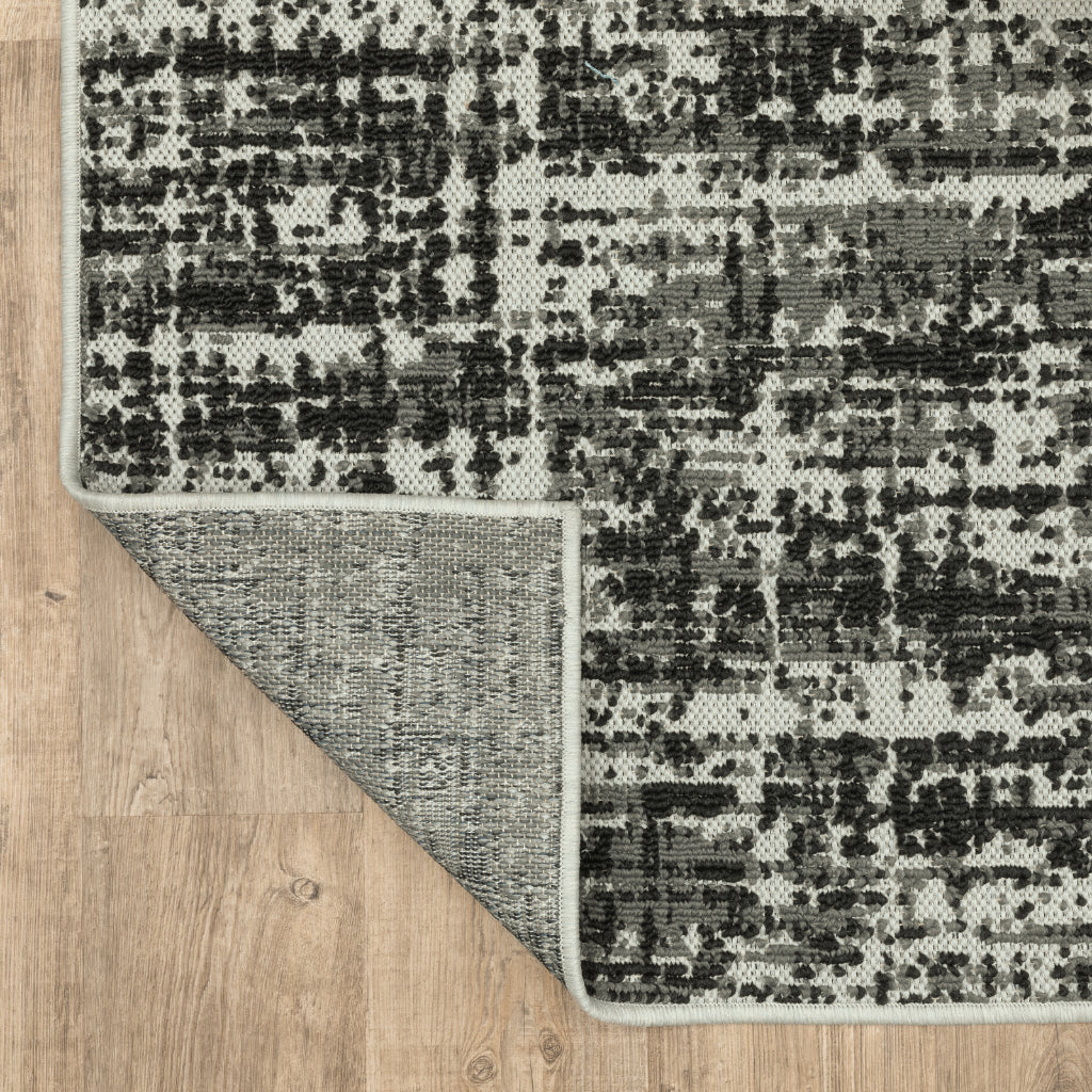 Oriental Weavers Torrey 531W1 Black/Light Grey Rectangle Indoor / Outdoor Runner - Stain Resistant Machine Made Entryway &amp; Hallway Runner with Abstract Pattern