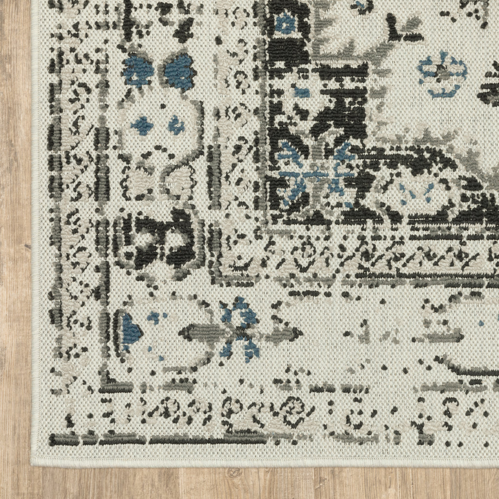 Oriental Weavers Torrey 5561H Light Grey/Grey Rectangle Indoor / Outdoor Runner - Stain Resistant Machine Made Entryway &amp; Hallway Runner with Oriental Pattern