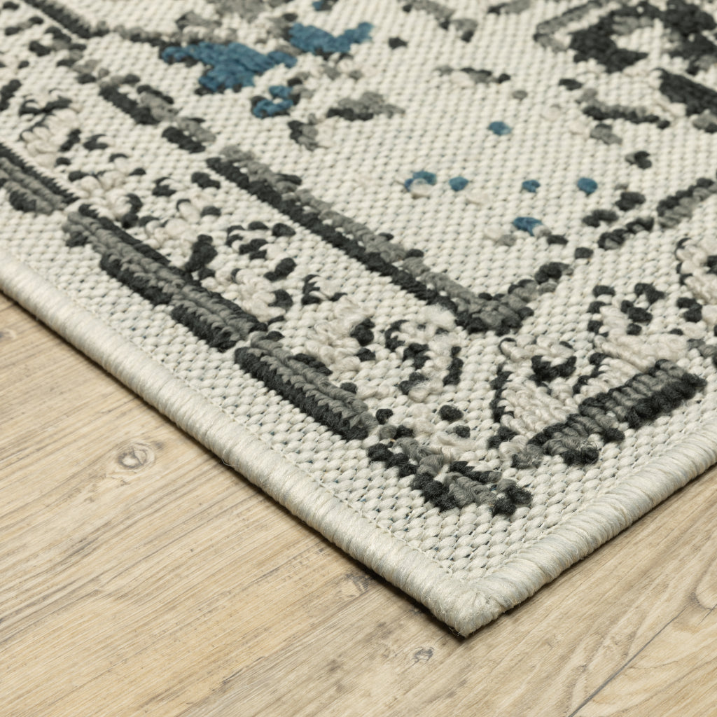 Oriental Weavers Torrey 5561H Light Grey/Grey Rectangle Indoor / Outdoor Runner - Stain Resistant Machine Made Entryway &amp; Hallway Runner with Oriental Pattern