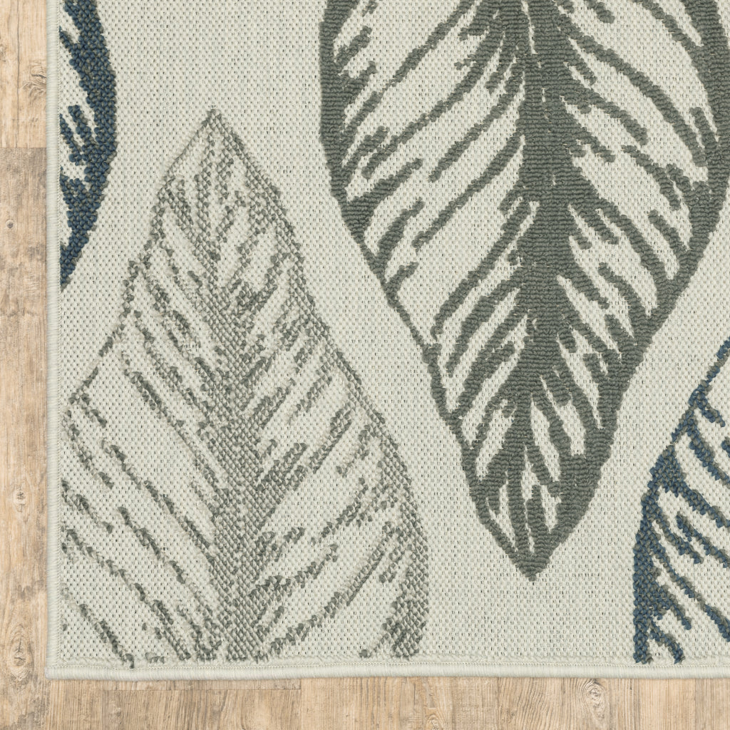 Oriental Weavers Torrey 5570Y Light Grey/Grey Rectangle Indoor / Outdoor Area Rug - Stain Resistant Machine Made Patio Rug with Botanical Pattern