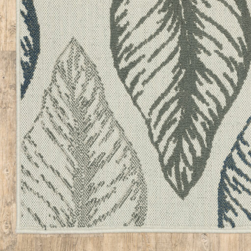 Oriental Weavers Torrey 5570Y Light Grey/Grey Rectangle Indoor / Outdoor Runner - Stain Resistant Machine Made Entryway &amp; Hallway Runner with Botanical Pattern