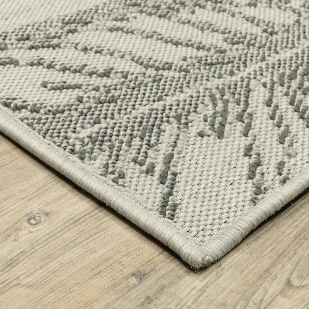 Oriental Weavers Torrey 5570Y Light Grey/Grey Rectangle Indoor / Outdoor Runner - Stain Resistant Machine Made Entryway &amp; Hallway Runner with Botanical Pattern