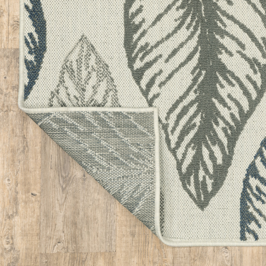 Oriental Weavers Torrey 5570Y Light Grey/Grey Rectangle Indoor / Outdoor Area Rug - Stain Resistant Machine Made Patio Rug with Botanical Pattern