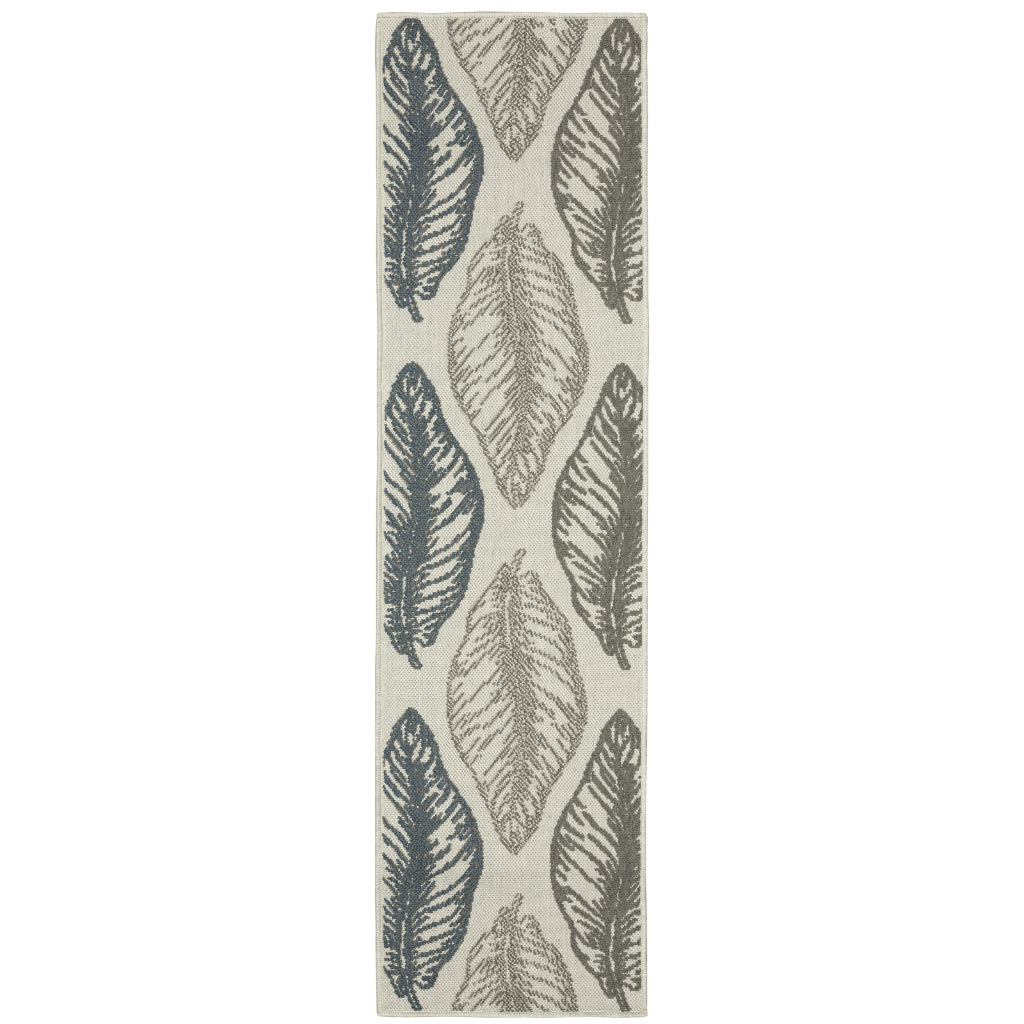 Oriental Weavers Torrey 5570Y Light Grey/Grey Rectangle Indoor / Outdoor Runner - Stain Resistant Machine Made Entryway & Hallway Runner with Botanical Pattern-