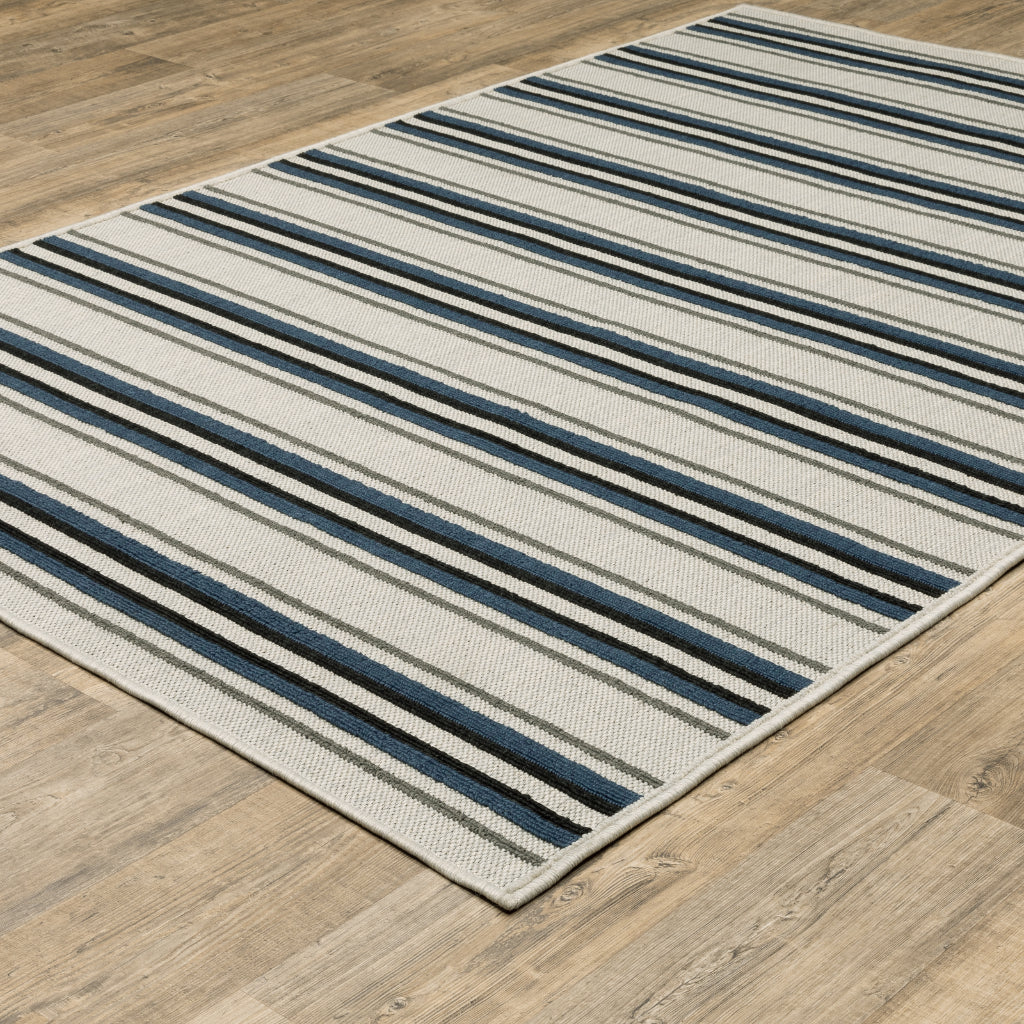 Oriental Weavers Torrey 5571Y Light Grey/Blue Rectangle Indoor / Outdoor Area Rug - Stain Resistant Machine Made Patio Rug with Geometric Pattern