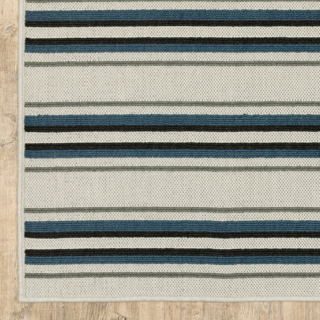 Oriental Weavers Torrey 5571Y Light Grey/Blue Rectangle Indoor / Outdoor Runner - Stain Resistant Machine Made Entryway &amp; Hallway Runner with Geometric Pattern