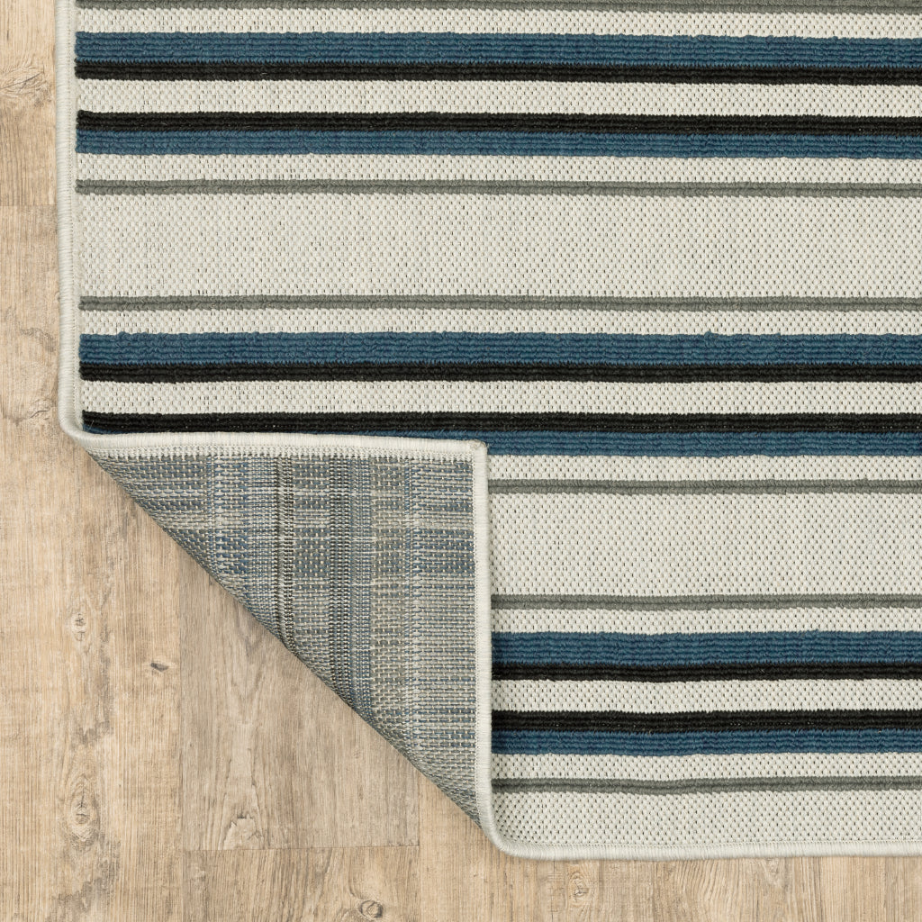 Oriental Weavers Torrey 5571Y Light Grey/Blue Rectangle Indoor / Outdoor Runner - Stain Resistant Machine Made Entryway &amp; Hallway Runner with Geometric Pattern