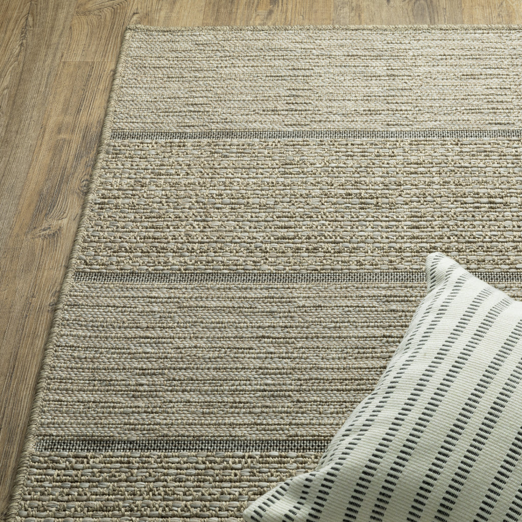 Oriental Weavers Tortuga TR01A Tan Rectangle Indoor Area Rug - Casual Stain Resistant Rug with Striped Design