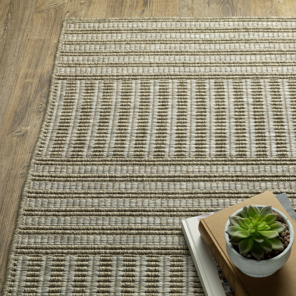 Oriental Weavers Tortuga TR02A Tan Rectangle Indoor Area Rug - Casual Stain Resistant Rug with Striped Design