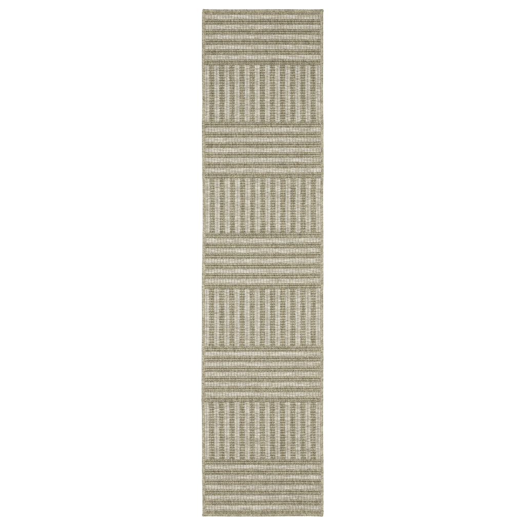 Oriental Weavers Tortuga TR02A Tan Rectangle Indoor Runner - Casual Stain Resistant Rug with Striped Design