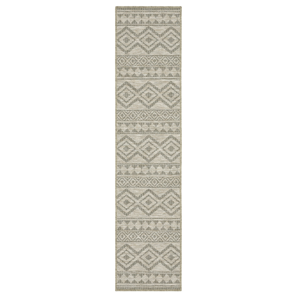 Oriental Weavers Tortuga TR03A Tan Rectangle Indoor Runner - Casual Stain Resistant Rug with Geometric Design-
