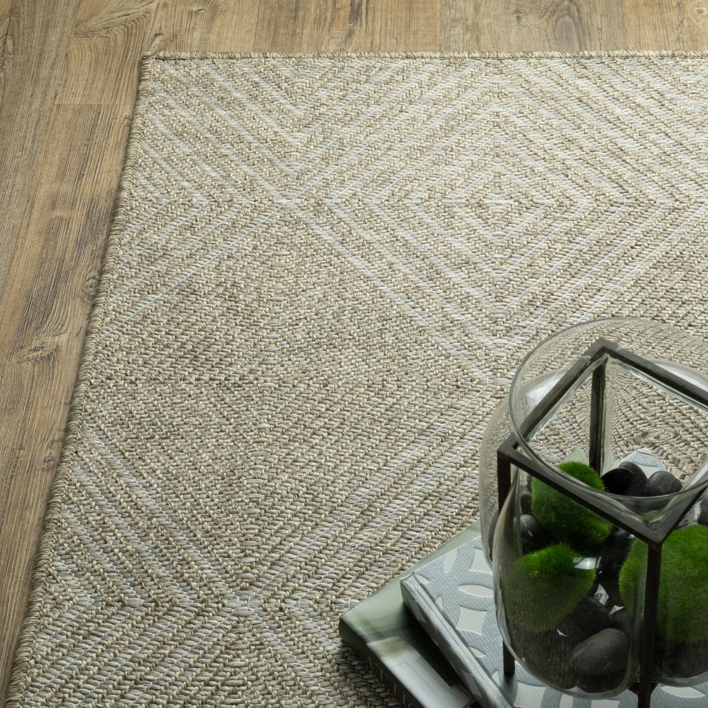 Oriental Weavers Tortuga TR05A Beige Rectangle Indoor Runner - Casual Stain Resistant Rug with Geometric Design-